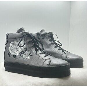 Gabriella Michel Women High Top Silver Sneaker Euro Size 38 - US 7.5